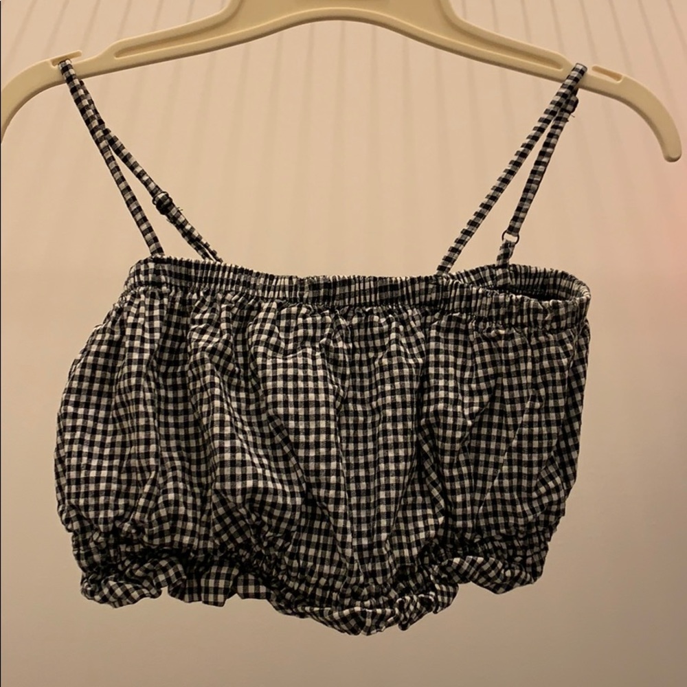 LA hearts Gingham Print Ruffle Crop Top